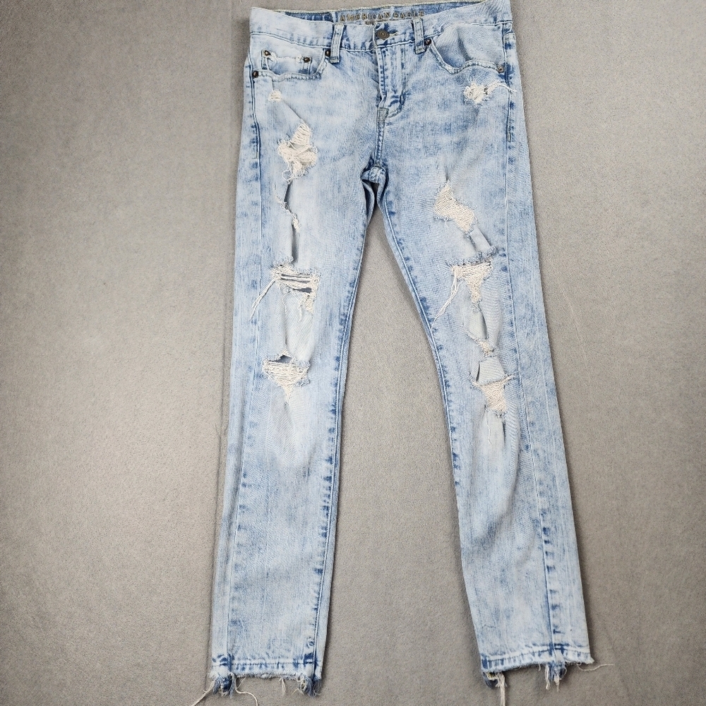 American Eagle Outfitters Blue Jeans Mens 31 Blue Jean Faded Frayed AEO Flex